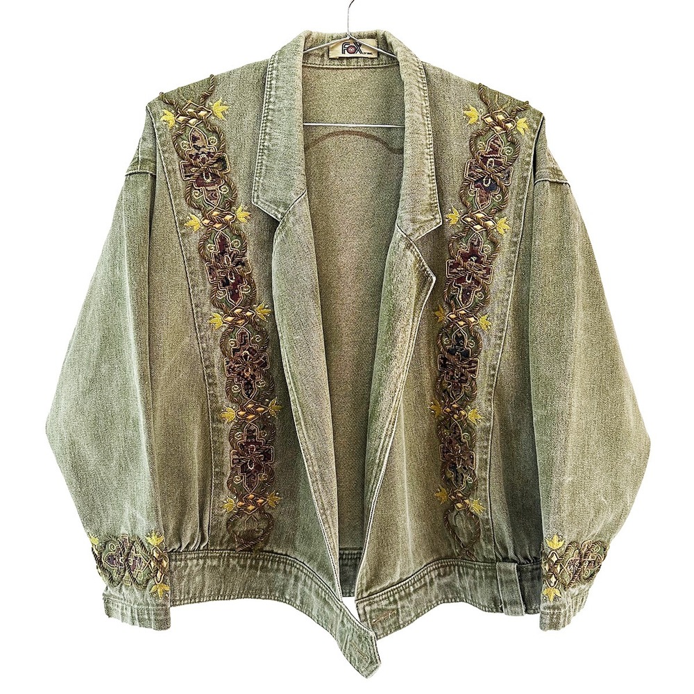 FOX BY YANG Vintage Embroidered Denim Jacket‎ • XL • green